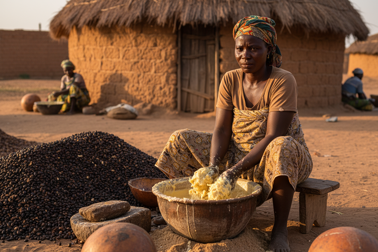African woman making shea butter